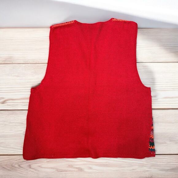 Vintage American Weekend Multi Stripe Sweater Vest Knit Medium - Picture 2 of 9